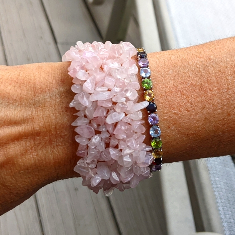 Vintage Rose Quartz Elastic Bracelet